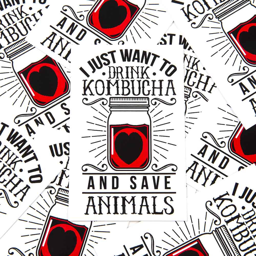 'Drink Kombucha Save Animals' Sticker