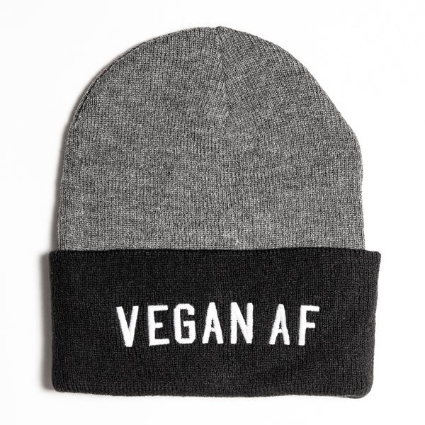 Vegan AF Beanie Grey Black