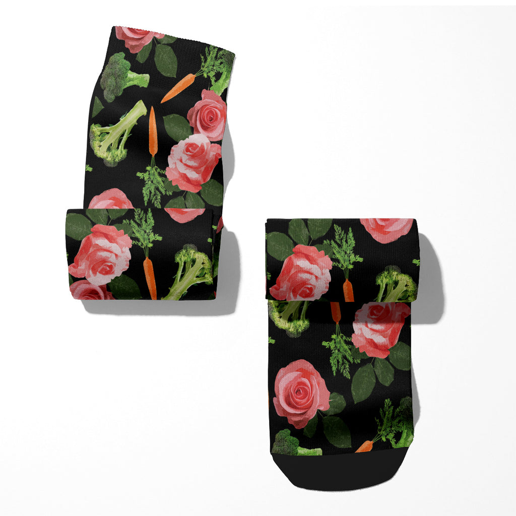 Floral Broccoli Carrot Crew Socks