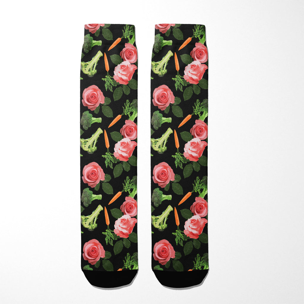 Floral Broccoli Carrot Socks