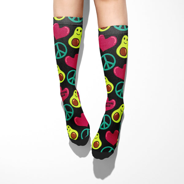 Peace Love Avocados Calf Socks