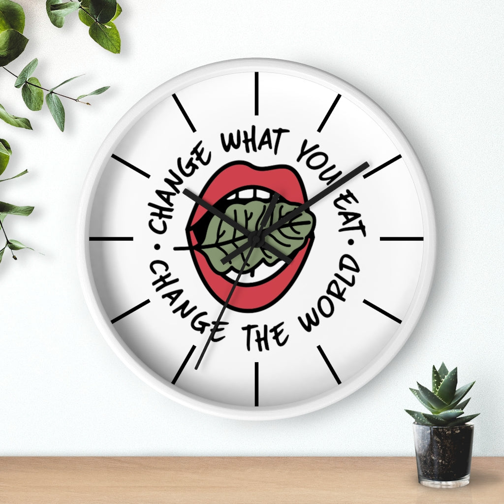 change the world vegan wall clock