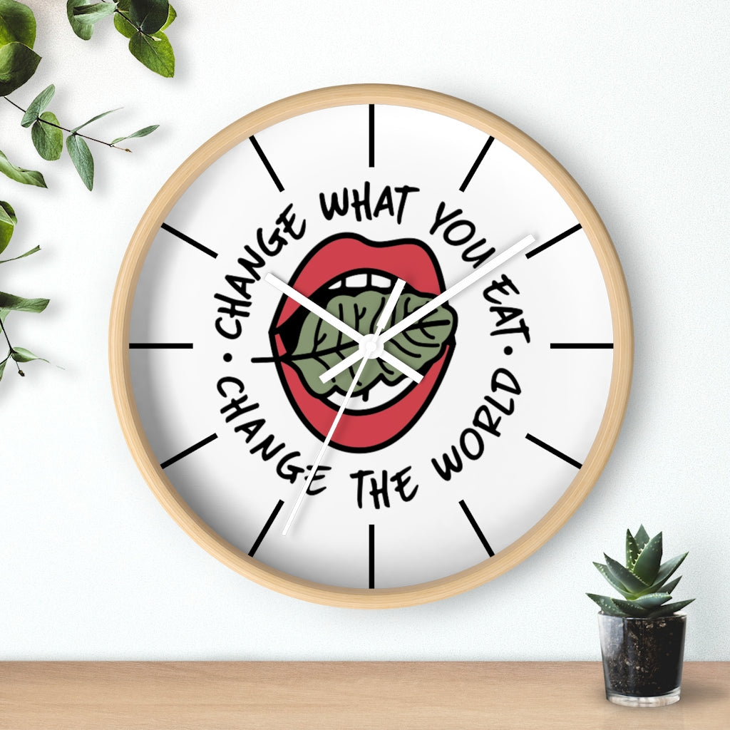 wooden vegan clock