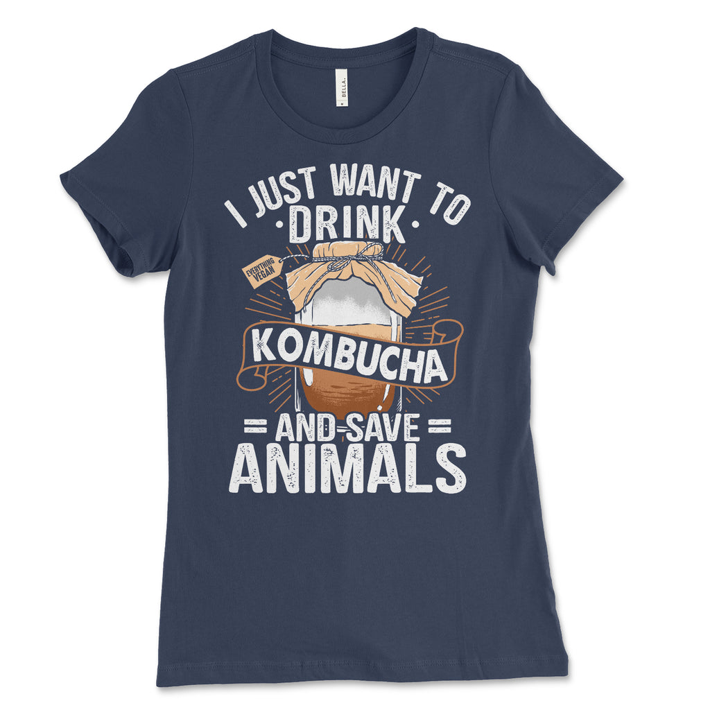 Womens Drink Kombucha Save Animals Shirt