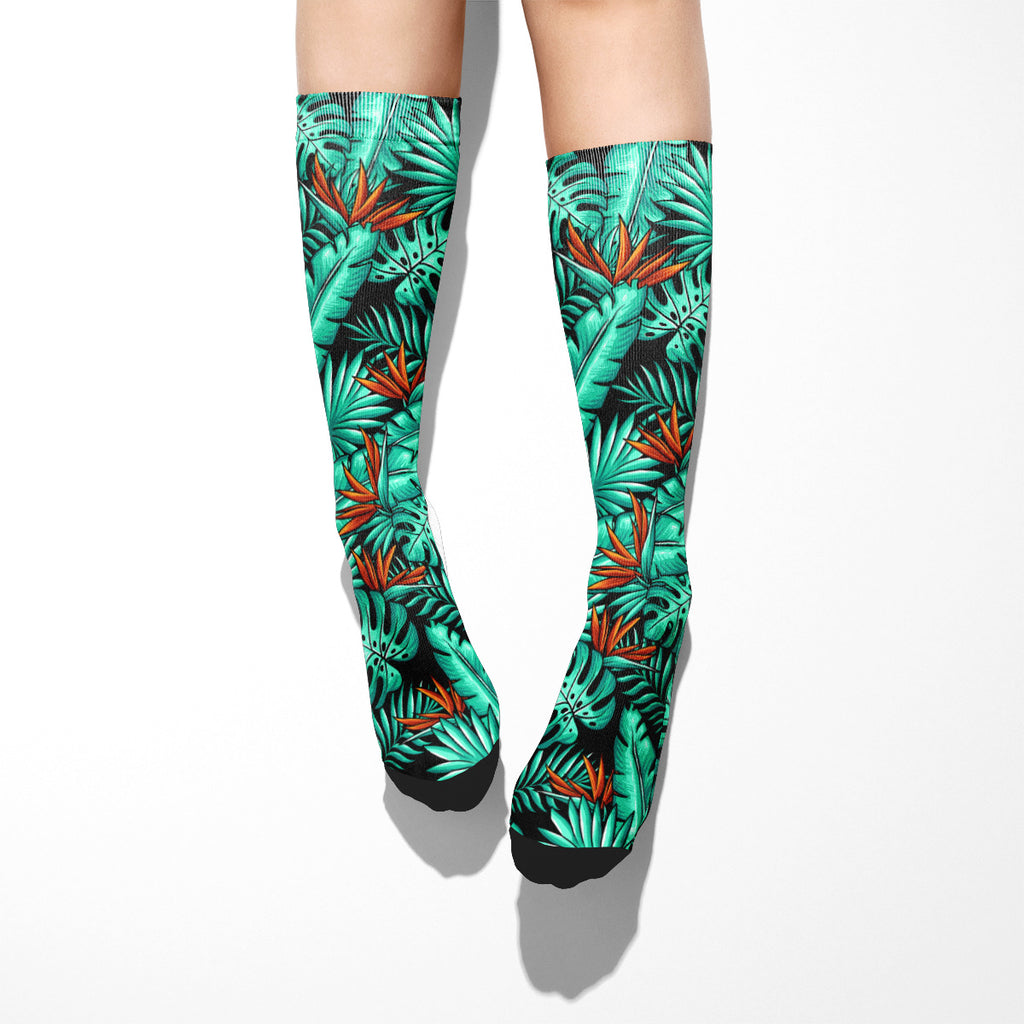 Leaf Pattern Calf Socks