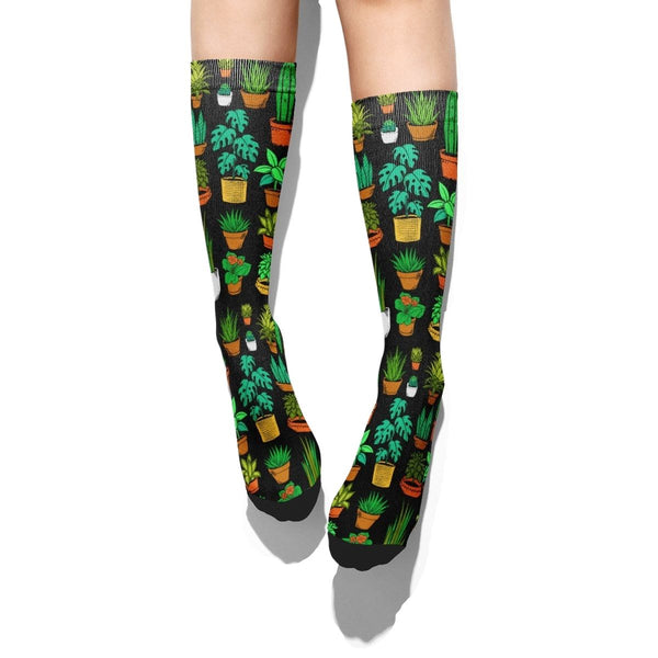 Plant Pattern Calf Socks