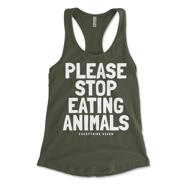 Please Stop Eating Animals Womens Racerback Tank